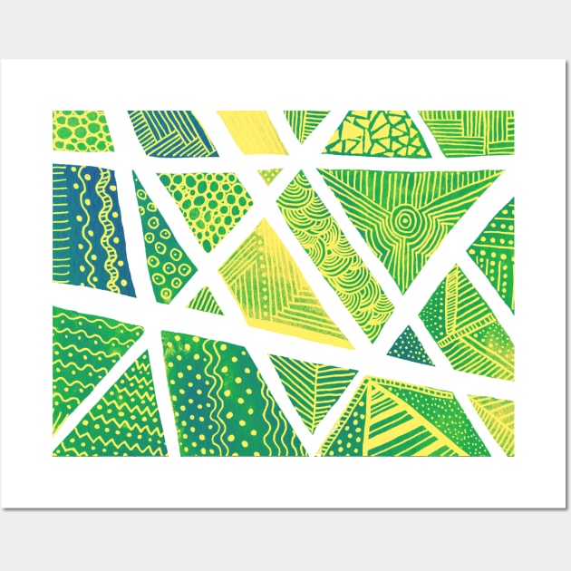 Geometric doodles - green and yellow Wall Art by wackapacka